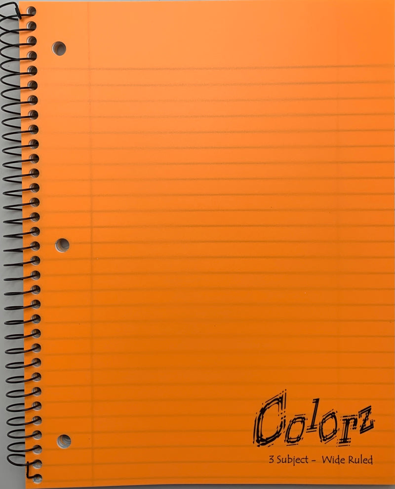 LIBRETA ARGOLLADA GRANDE DE 3 DIVISIONES COLOR-Z DE 138 HOJAS VARIOS COLORES