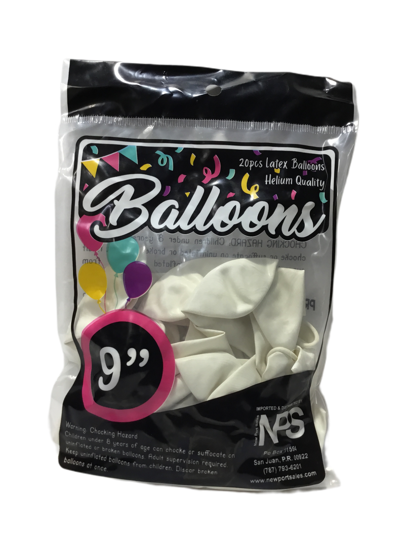 GLOBOS 9" COLOR BLANCO PQ-20