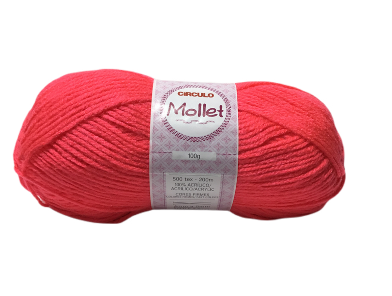 HILO DE TEJER DE 100 G MOLLET COLOR ROSA NEON