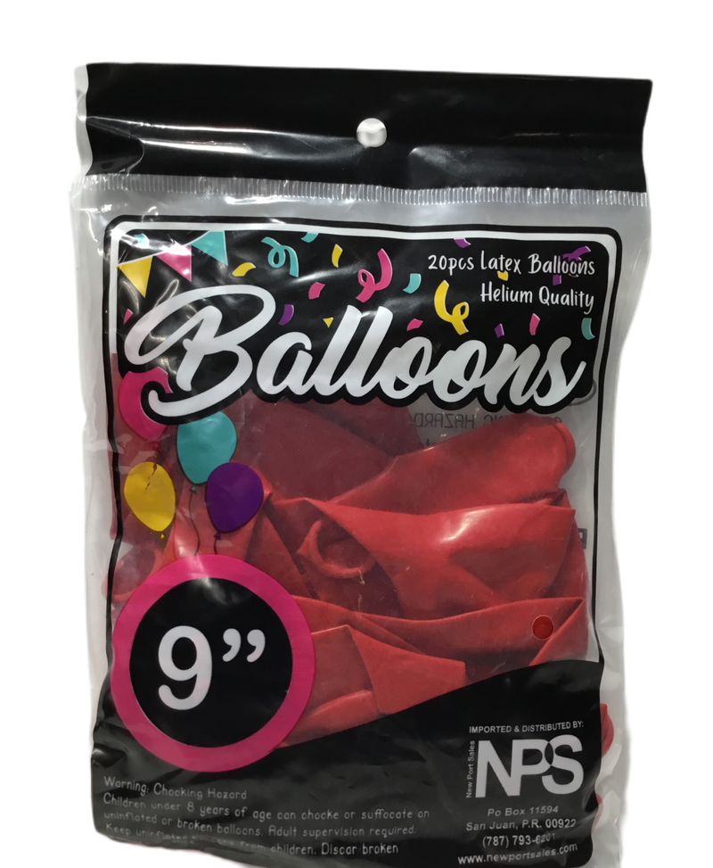 GLOBOS 9" COLOR ROJO PQ-20