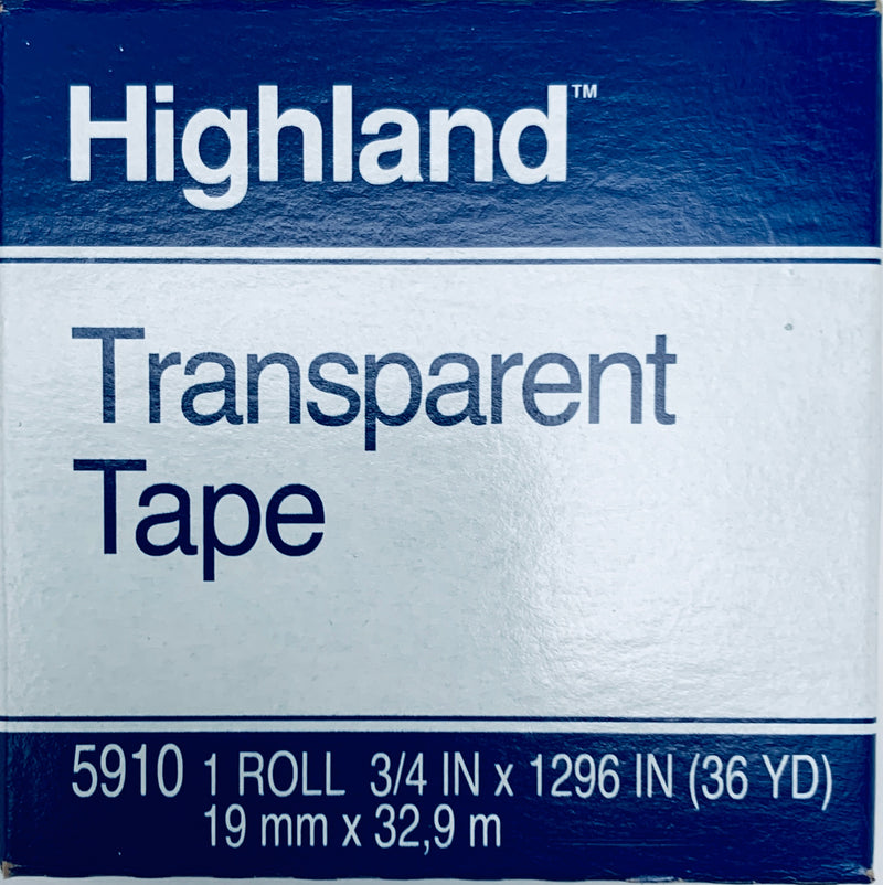 TAPE TRANSPARENTE 3M HIGHLAND 5910 3/4" X 36 YARDAS