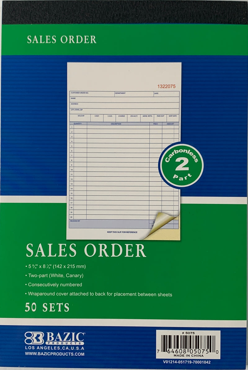 LIBRETA DE SALES ORDER 2 PARTES  5" X 8" BAZIC