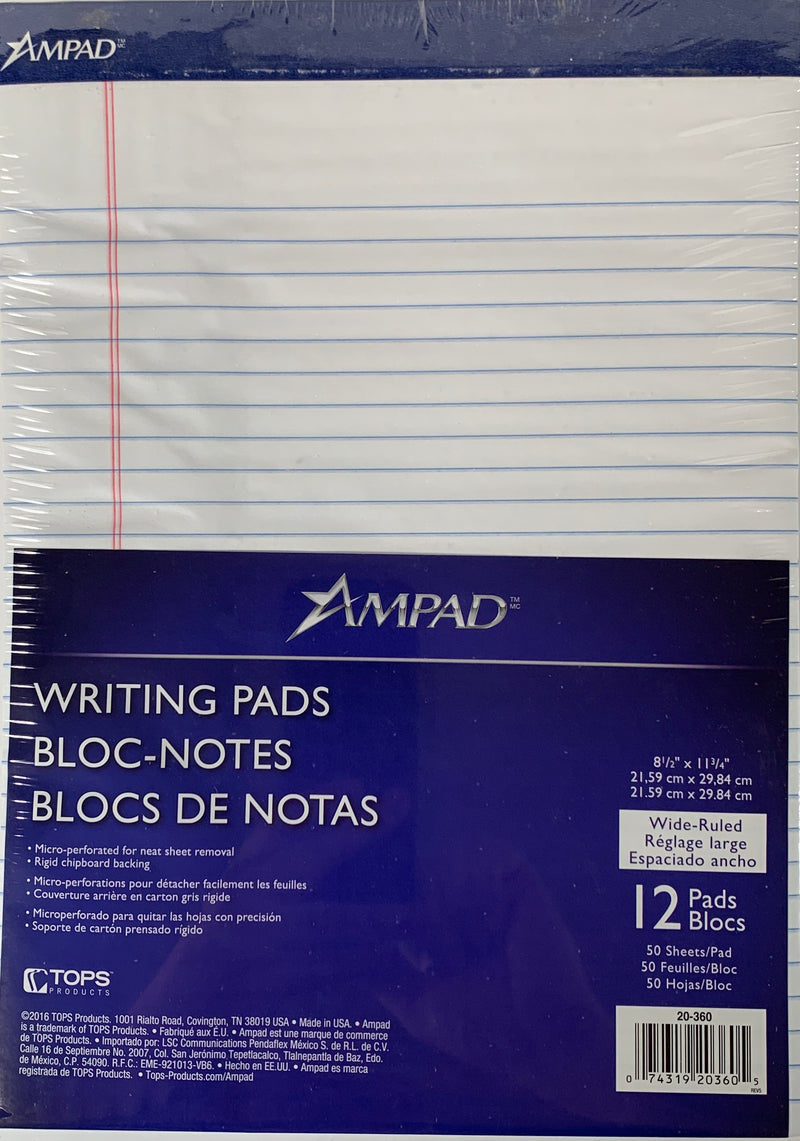 LIBRETA PAD TAMAÑO CARTA BLANCA O AMARILLA PQ-12