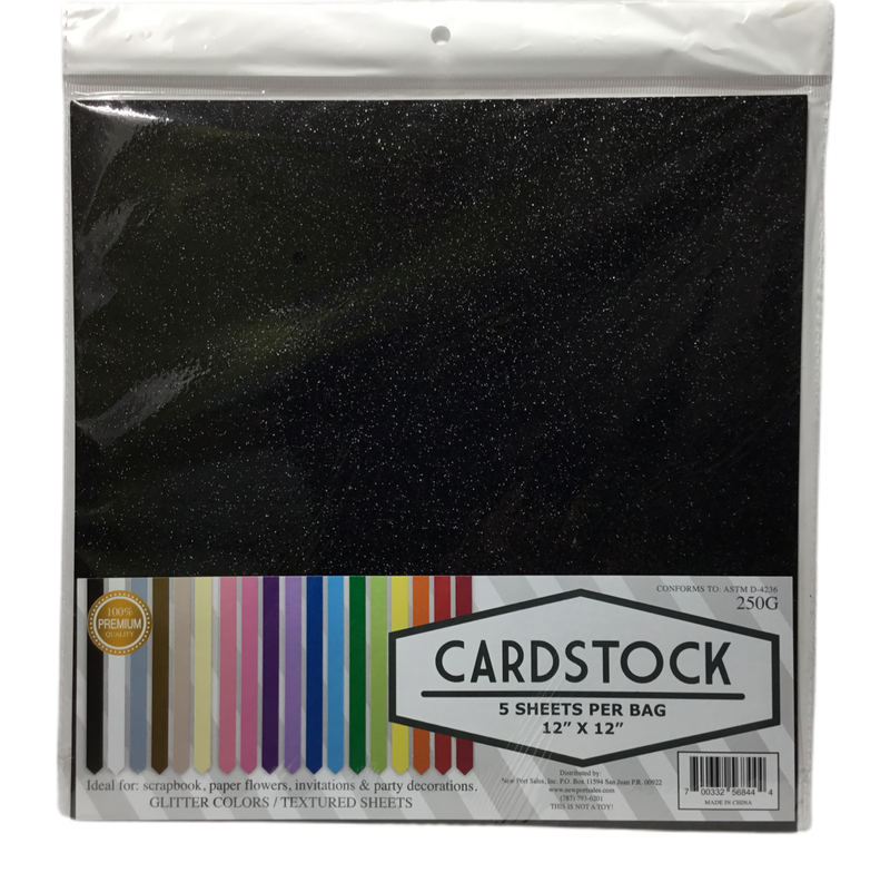 CARTULINA 12" X 12" CON BRILLO PQ-5 HOJAS VARIEDAD DE COLORES A ESCOGER