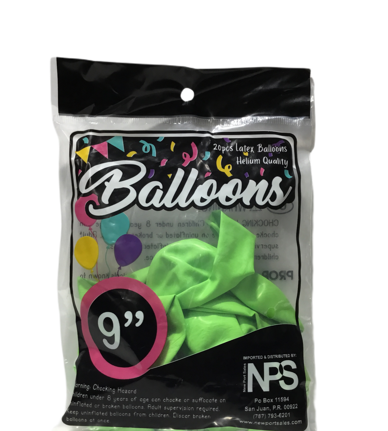 GLOBOS 9" COLOR VERDE LIMA PQ-20