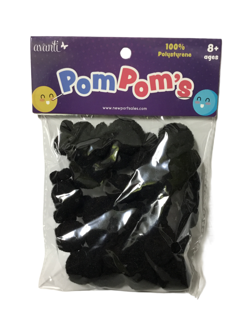 POMPONES COLOR NEGRO TAMAÑOS VARIADOS PQ-50