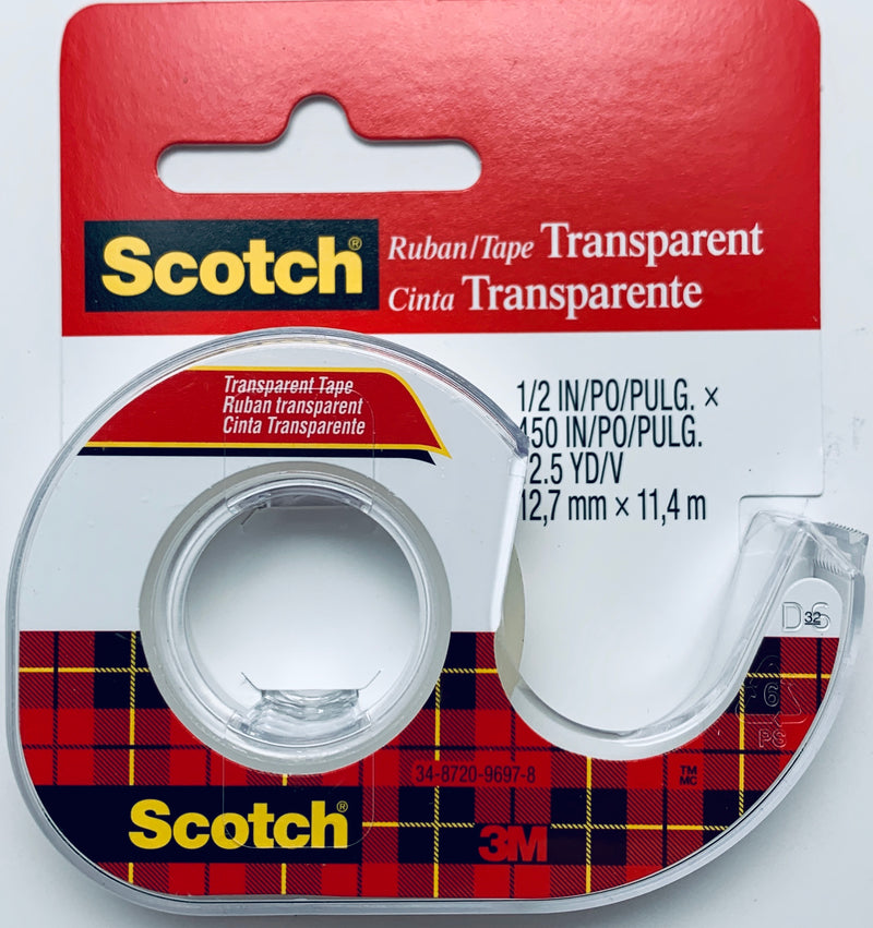 TAPE TRANSPARENTE 3M SCOTCH 1/2" X 12.5 YARDAS