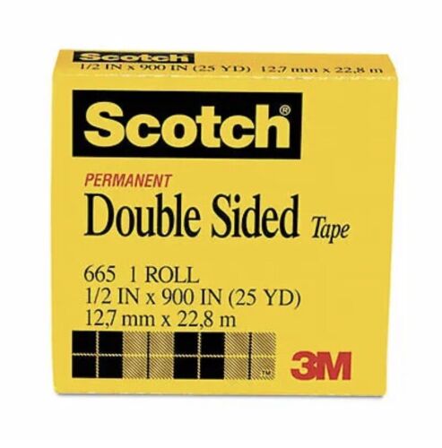 TAPE TRANSPARENTE DOBLE CARA 1/2" X 25 YARDAS SCOTCH 3M