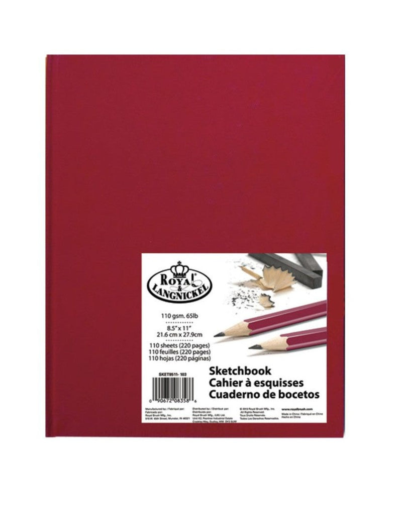 LIBRO DE DIBUJO Y BOCETOS DE 220 PAGINAS COLOR ROJO ROYAL BRUSH