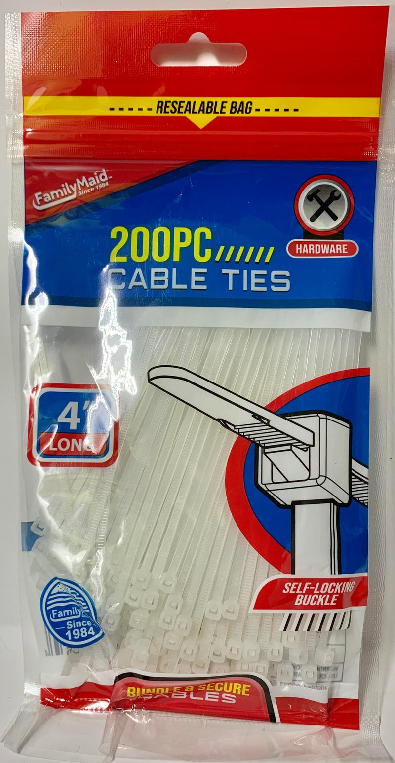 CABLE TIES (STRAPS) DE 4" PQ-200 NEGROS O BLANCOS